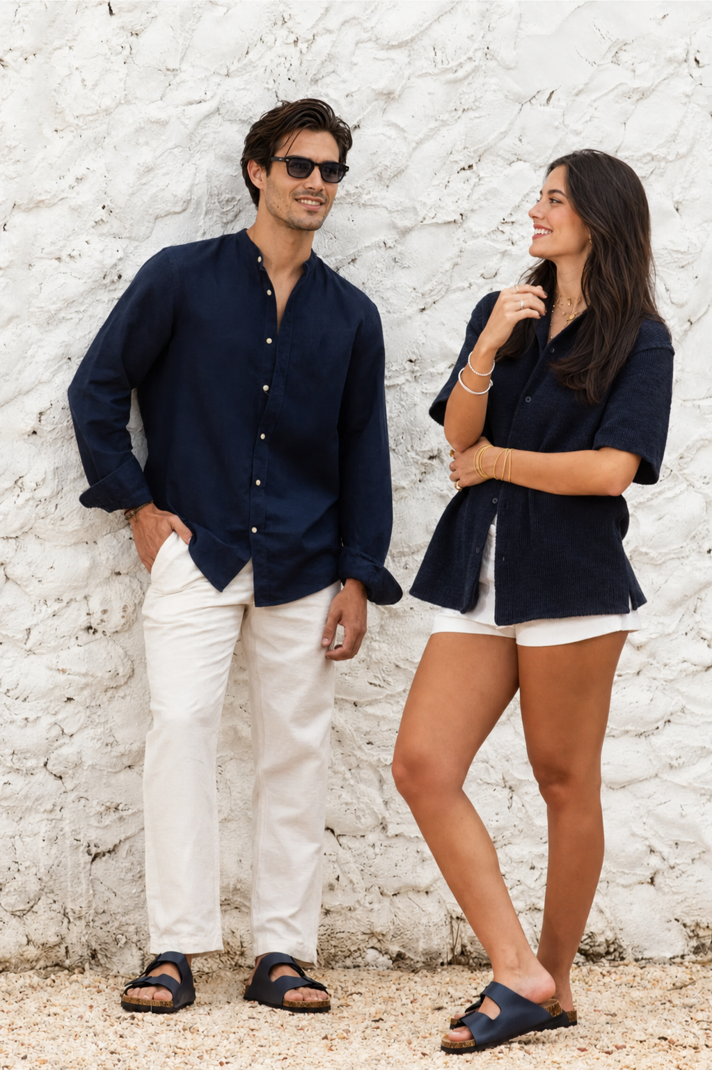 Velune Arizona Leather Sandals - Navy Blue