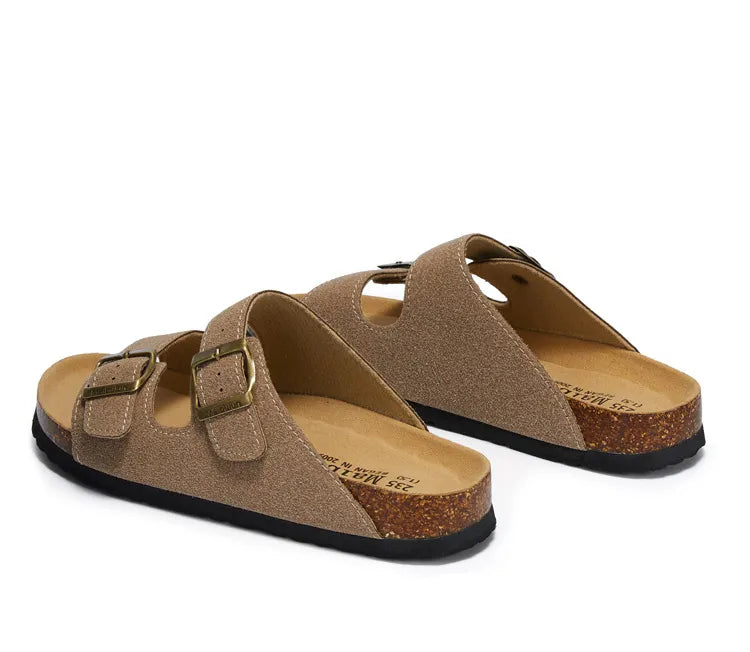 Velune Hermes Suede Sandals - Khaki