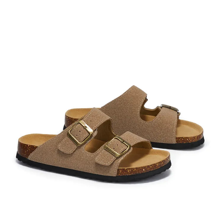 Velune Hermes Suede Sandals - Khaki