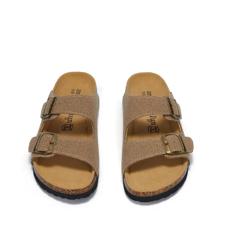 Velune Hermes Suede Sandals - Khaki