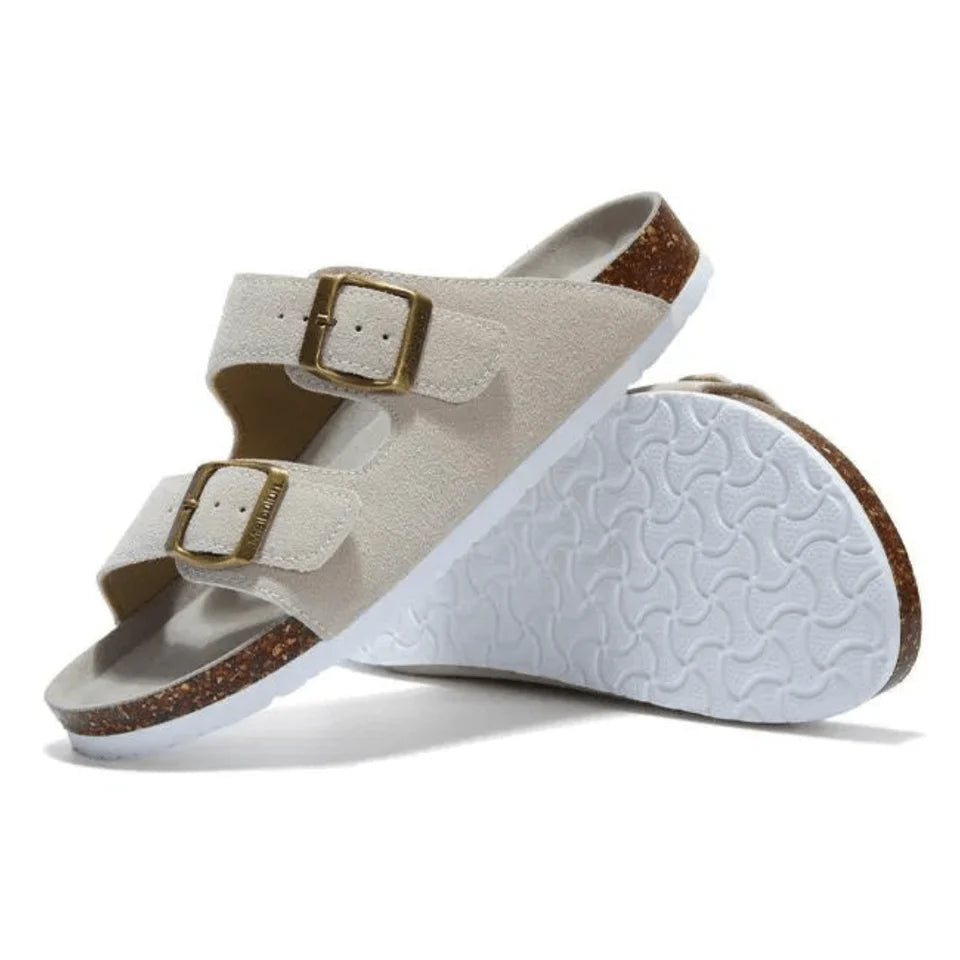 Velune Arizona Suede Sandals - White