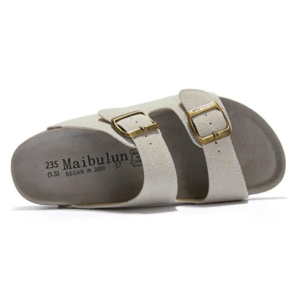 Velune Arizona Suede Sandals - White