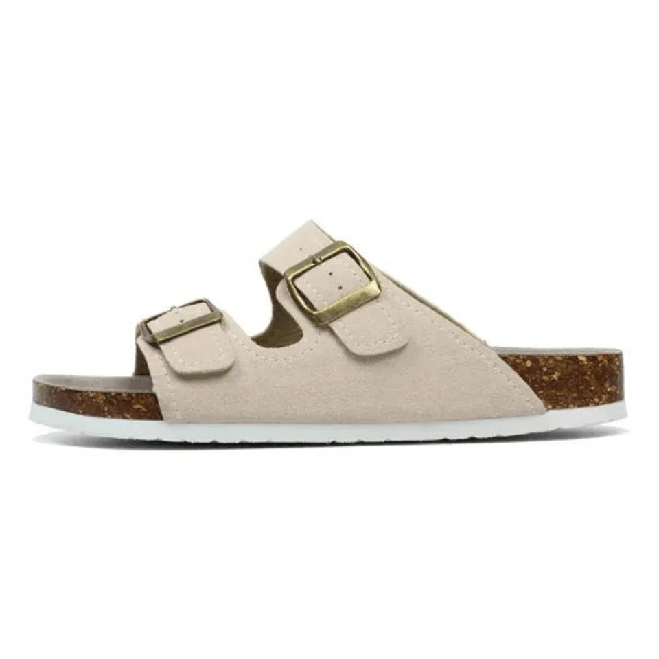 Velune Arizona Suede Sandals - White