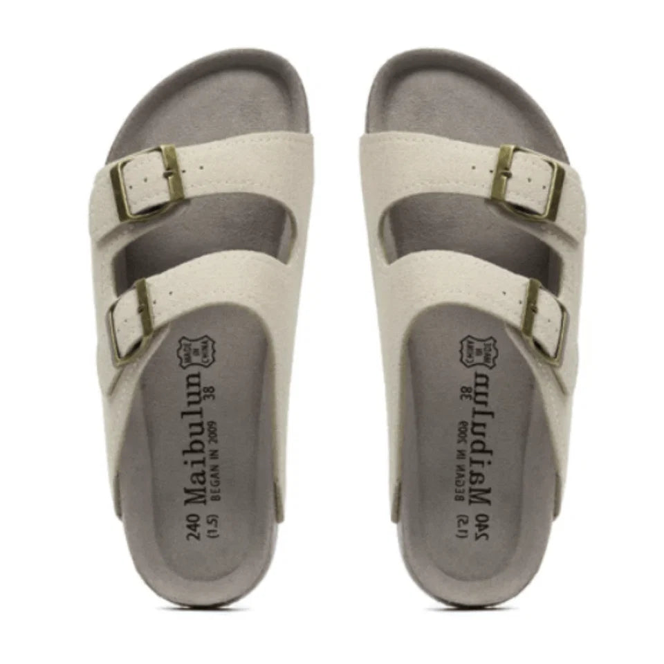 Velune Arizona Suede Sandals - White