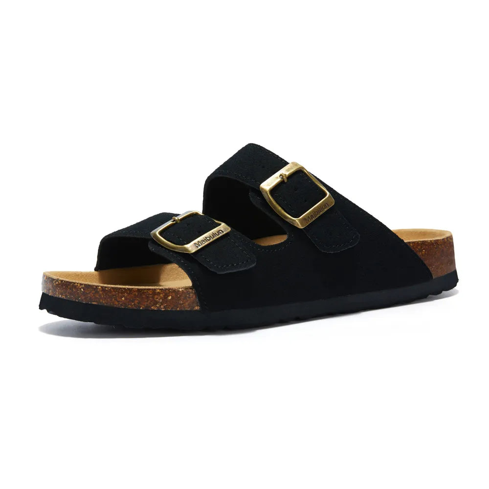 Velune Hermes Suede Sandals - Black