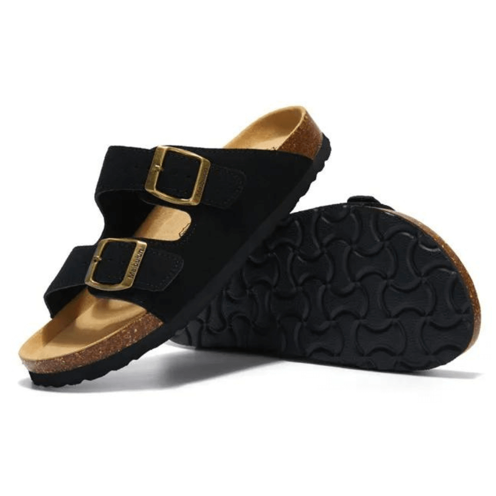 Velune Hermes Suede Sandals - Black