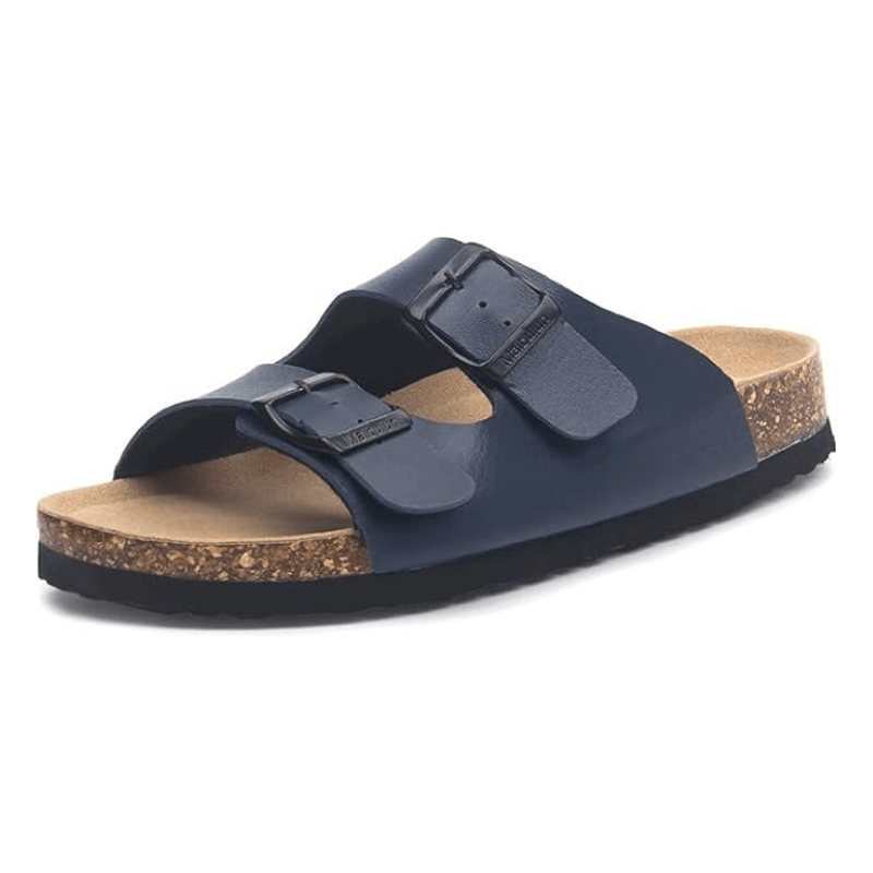 Velune Hermes Leather Sandals - Navy Blue
